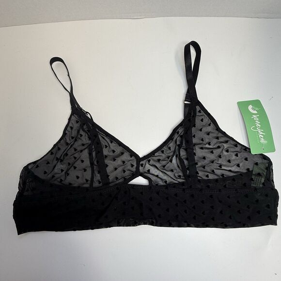 Honeydew Intimates Sheer Mesh Raised Hearts Bralette In Black Sz XL & Medium New - Picture 1 of 6